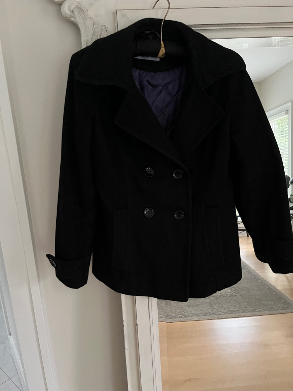 Vintage Calvin Klein wool pea coat hip length and fully fined